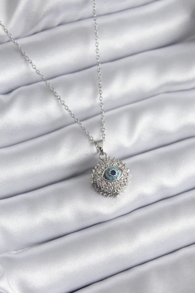 316L Çelik Gold Renk Zirkon Taşlı Göz Model Kadın Kolye - TJ-BKO8169 ürün görseli