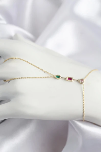 Pirinç Renkli Zirkon Taşlı Model Gold Renk Şahmeran - 1