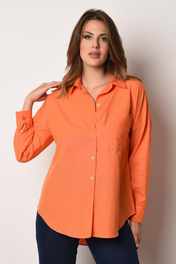 Kadın Oversize Poplin Gömlek - 2