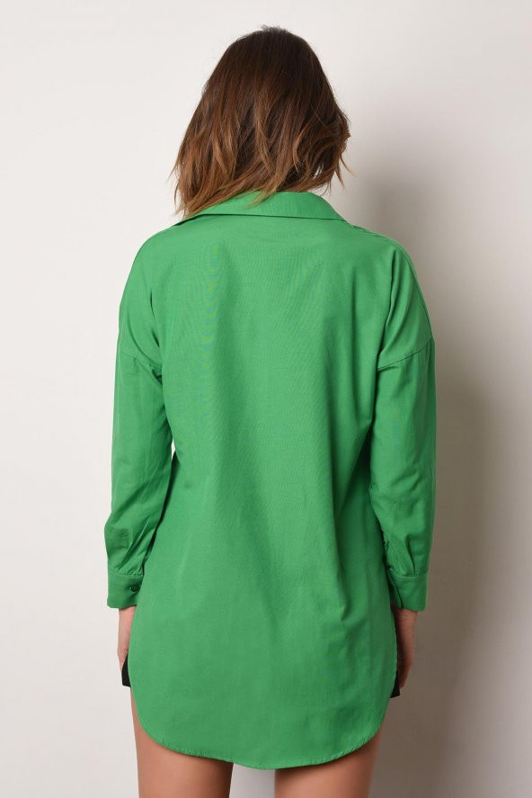 Kadın Oversize Poplin Gömlek - 7