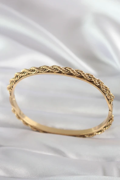 316L Çelik Gold Renk Burgu Zincir Model Kadın Kelepçe - TJ-BB5904 ürün görseli