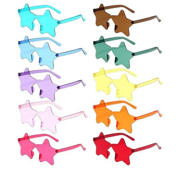 Yıldız Şekilli Çerçevesiz Parti Gözlüğü 6 Renk 6 Adet ürün görseli