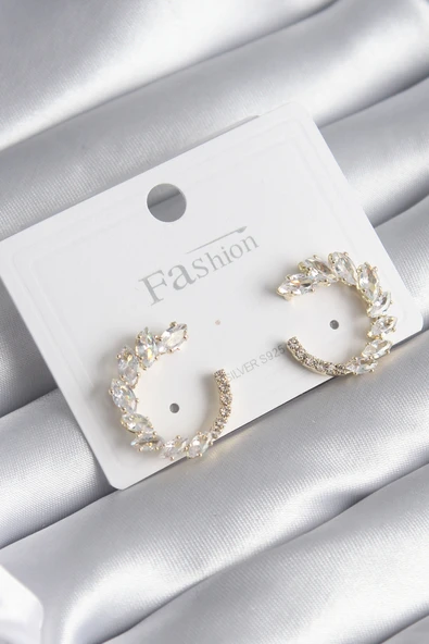 Pirinç Gold Renk Zirkon Taşlı Kadın Küpe - TJ-BKP8509 ürün görseli