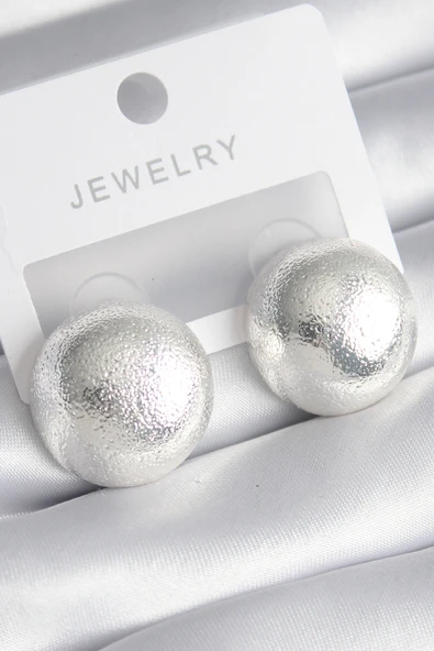 Pirinç Gümüş Renk İşleme Detay Top Model Kadın Küpe - TJ-BKP8544 ürün görseli