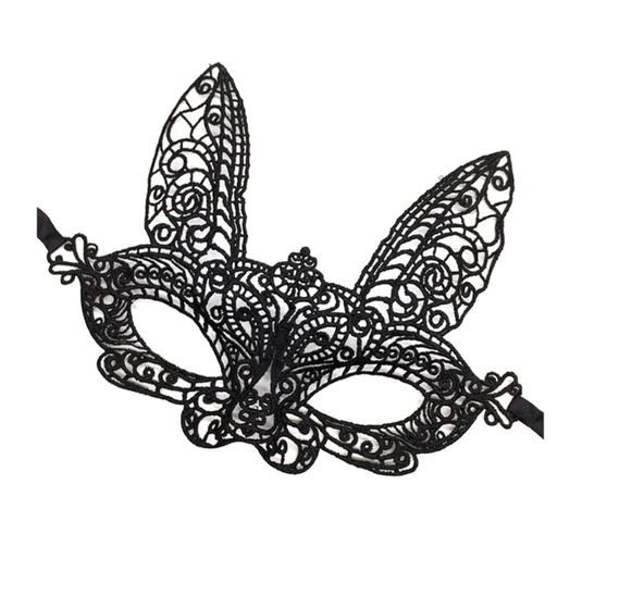 Siyah Renk Dantel Kesim Dantel İşlemeli Balo Parti Maskesi 7 No ürün görseli