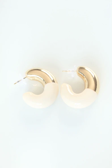 CCB Krem Gold Çift Renk Küpe - TJ-BKP8870 - Resim 2