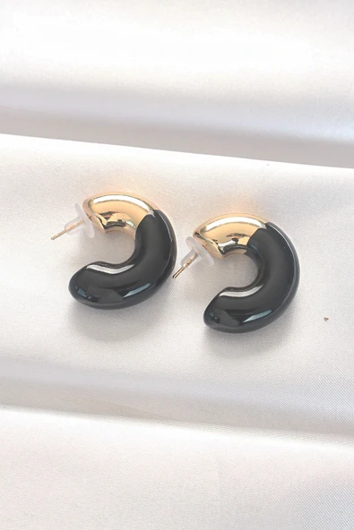 CCB Siyah Gold Çift Renk Küpe - TJ-BKP8875 ürün görseli