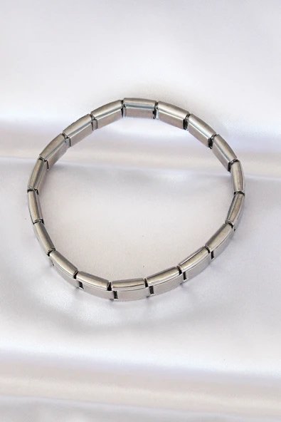 316L Çelik Gümüş Renk Yazısız Nominaition Model Kadın Bileklik - TJ-BB6085 - Resim 2