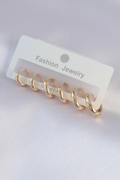 Pirinç Gold Renk Oval Küpe Seti - TJ-BKP9002 ürün görseli