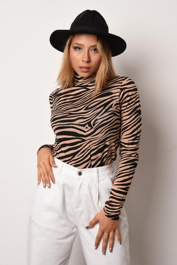 Kadın Camel Zebra Body - 2