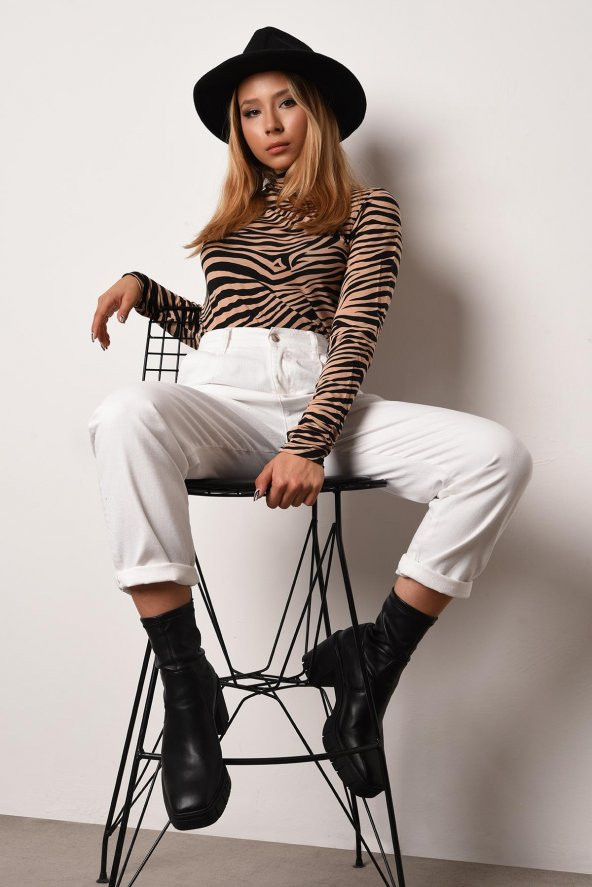 Kadın Camel Zebra Body - 4