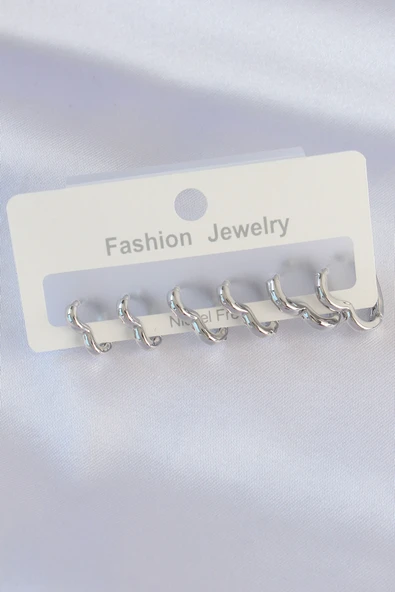 Pirinç Gümüş Renk Kalp Model Küpe Seti - TJ-BKP8993 ürün görseli