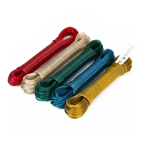 PVC Kaplama 20 Metre Çelik Çamaşır İpi 12 Adet ürün görseli