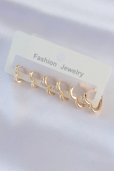 Pirinç Gold Renk Kalp Model Küpe Seti - TJ-BKP8992 - Resim 2