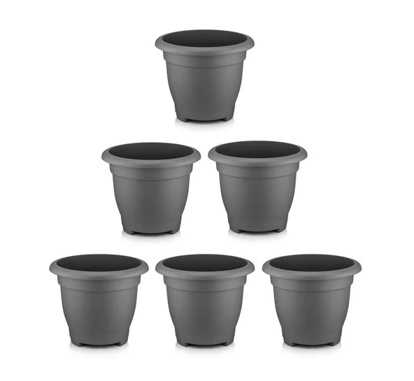 Omnipazar SO-VHS6 Dekoratif Vaha Saksı İç ve Dış Mekan 21 lt Antrasit 6 Adet ürün görseli