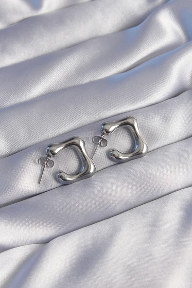 316L Çelik Gümüş Renk Minimal Bubble Küpe - TJ-BKP9042 ürün görseli