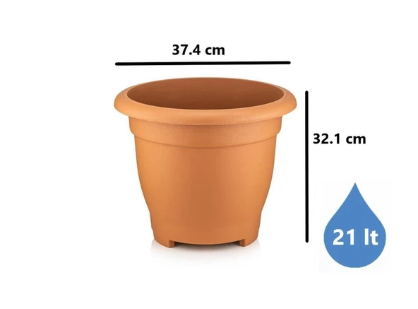 Omnipazar SO-VHS6 Dekoratif Vaha Saksı İç ve Dış Mekan 21 lt Kiremit 6 Adet - Resim 2