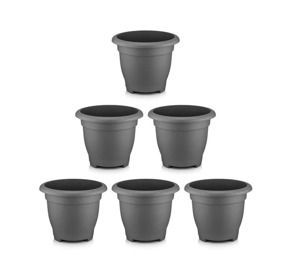 Omnipazar SO-VHS5 Dekoratif Vaha Saksı İç ve Dış Mekan 14 lt Antrasit 6 Adet ürün görseli