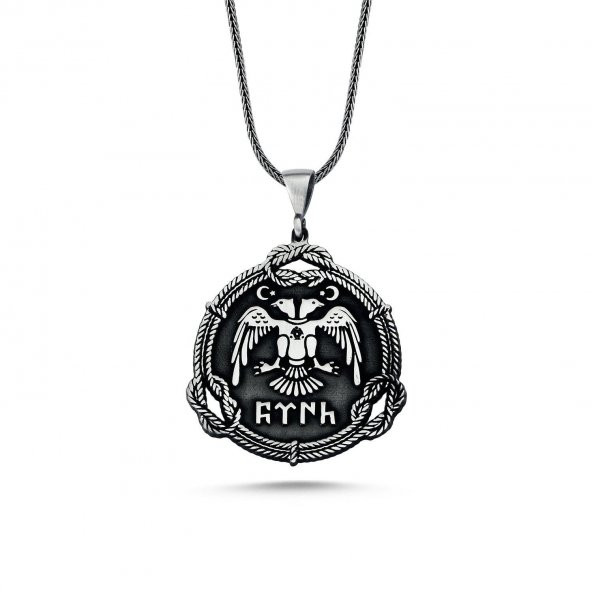 Çift Başlı Kartal Selçuklu Devleti 60 cm 925 Gümüş Kolye ürün görseli