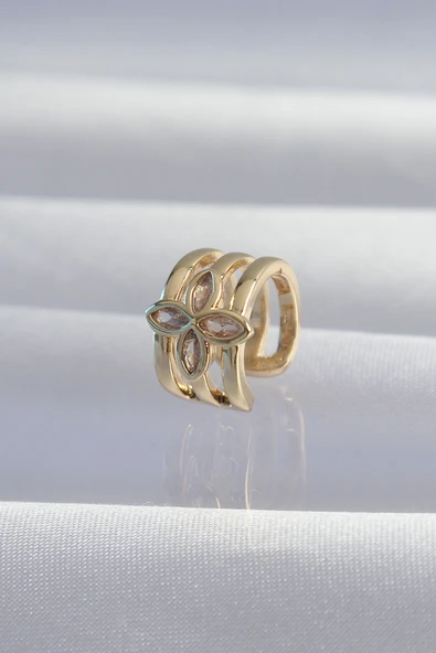 Pirinç Gold Renk Yonca Earcuff Küpe - TJ-BKP9331 ürün görseli