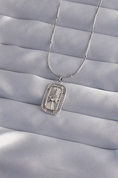 316L Çelik Zincir Gümüş Renk Zirkon Taşlı Tarot Kolye - TJ-BKO9010 ürün görseli