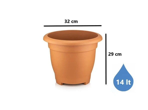 Omnipazar SO-VHS5 Dekoratif Vaha Saksı İç ve Dış Mekan 14 lt Kiremit 6 Adet - 2