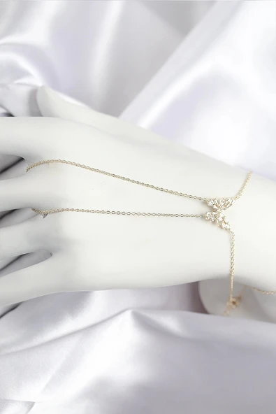 Pirinç Zirkon Taşlı Kelebek Model Gold Renk Şahmeran