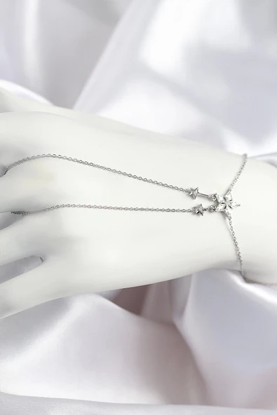 Pirinç Zirkon Taşlı Yıldız Model Gümüş Renk Şahmeran