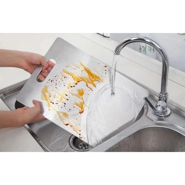 3'lü Paslanmaz Çelik Kesme Tahtası Seti - Resim 3