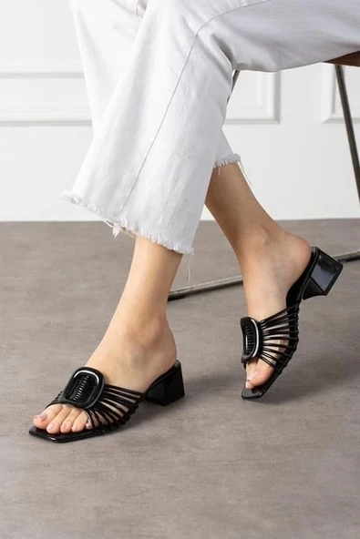 Anca Siyah Rugan Topuklu Terlik - 2