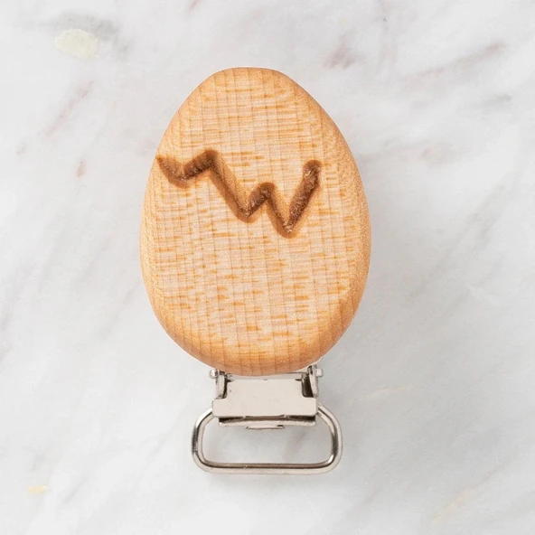 Hobi Baby Yumurta Figürlü Organik Ahşap Emzik Klip ürün görseli 1