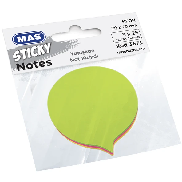 Mas Yapışkanlı Şekilli Not kağıt Balon 75 Syf 3671