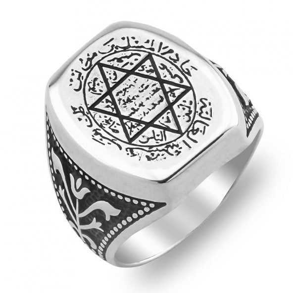 Mührü Süleyman 925 Ayar Gümüş Yüzük - Resim 3