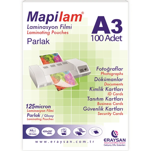 Mapi Laminasyon Filmi Sıcak Parlak A3 125 MIC 102 12 03 ürün görseli 1