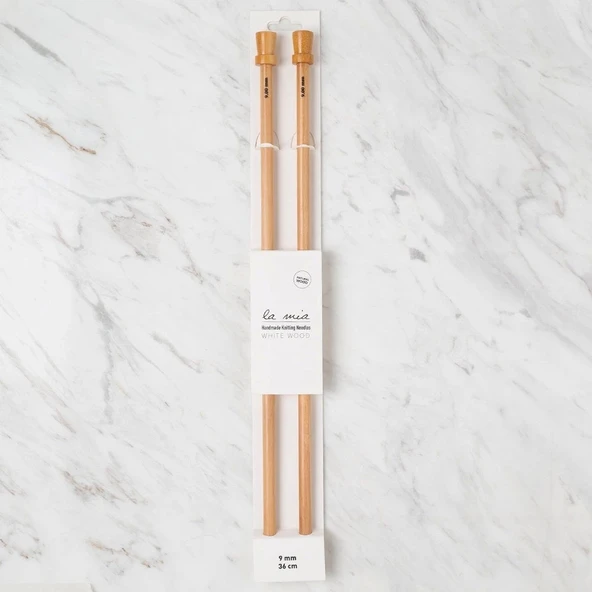La Mia Whitewood 9 mm 36 cm Ahşap Örgü Şişi ürün görseli 1