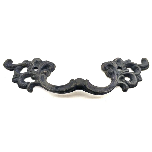 Antika Tarz Dekoratif Pirinç Çiçek Kapı Kulbu - 44x148 mm, Oksit ürün görseli