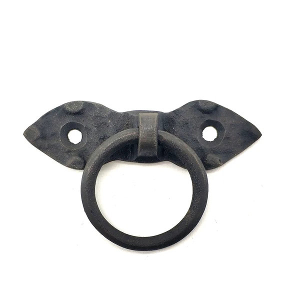 Antika Tarz Dekoratif Pirinç Yaprak Mobilya Kulbu, Kapı Kilit Halkası - 80 mm, Oksit ürün görseli