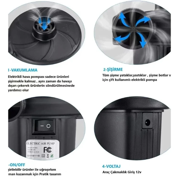 İki Yönlü Elektrikli Hava Pompası - Resim 3