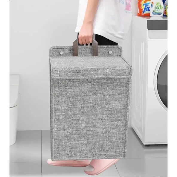Katlanabilir Asılabilir Kirli Çamaşır Sepeti - Resim 3