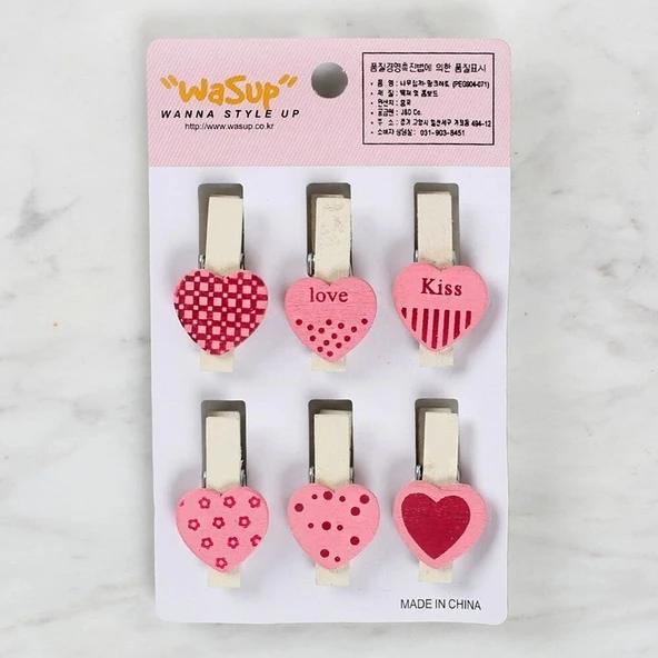 Loren Dekoratif Pembe Kalp Desenli Mandal 6'lı ürün görseli 1