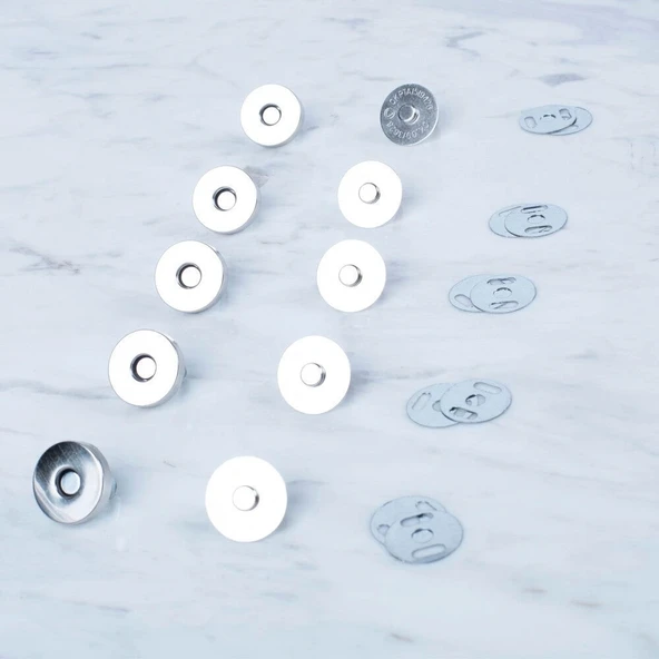 Loren Manyetik Gümüş Metal 5 li Çıt Çıt Set ürün görseli 1