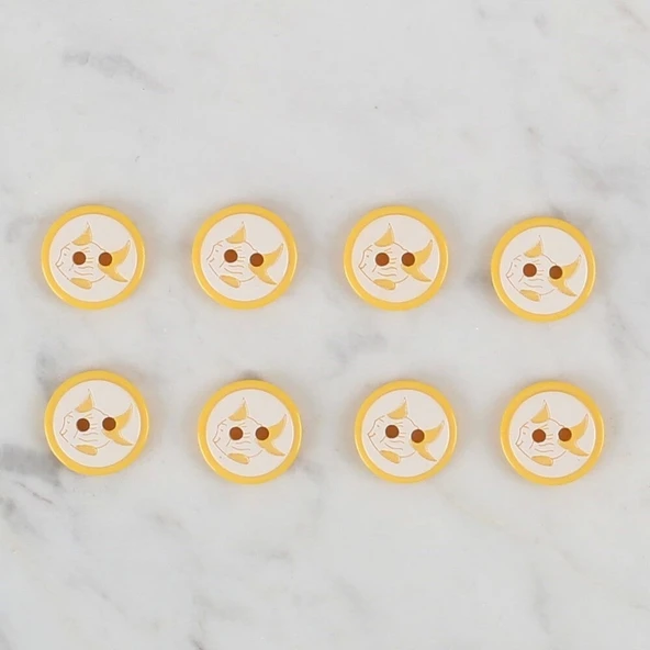 Loren Crafts sarı 8 li balık düğme - 579 - Resim 2