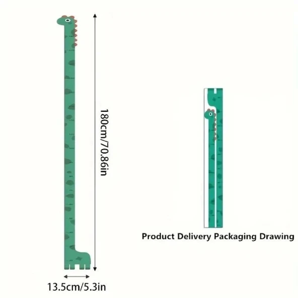 Sevimli Dinozor Boy Ölçüsü Sticker - Resim 2