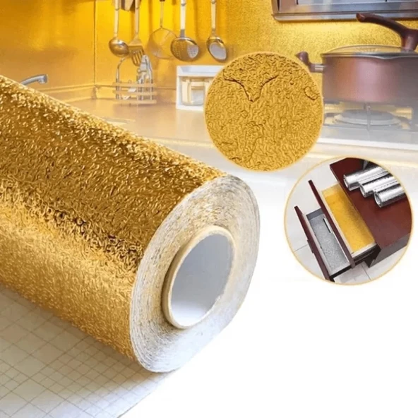 Yapışkanlı Gold Mutfak Tezgah Folyosu - Resim 3