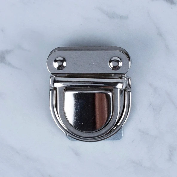 Loren Metal Çanta Kilidi Büyük Gümüş - Resim 2