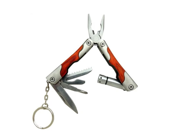 P 1172 Ahşap Mini Çok Amaçlı Pense / Çakı 7cm - Ahşap Metal Sap (Multitool) ürün görseli
