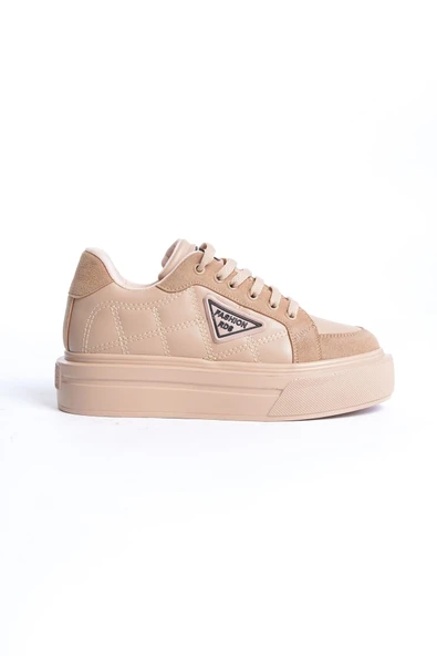 PRAG Bağcıklı Ortopedik Taban Desenli Kadın Sneaker Spor Ayakkabı CTT - Ten - 6