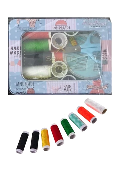 İplik Set Teneke Kutu Kare Plastik Dikiş Seti ürün görseli