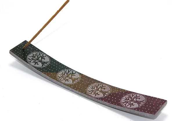 Obsidian Taşı Hayat Ağacı Tasarımlı Kayık Tütsülük ürün görseli 1