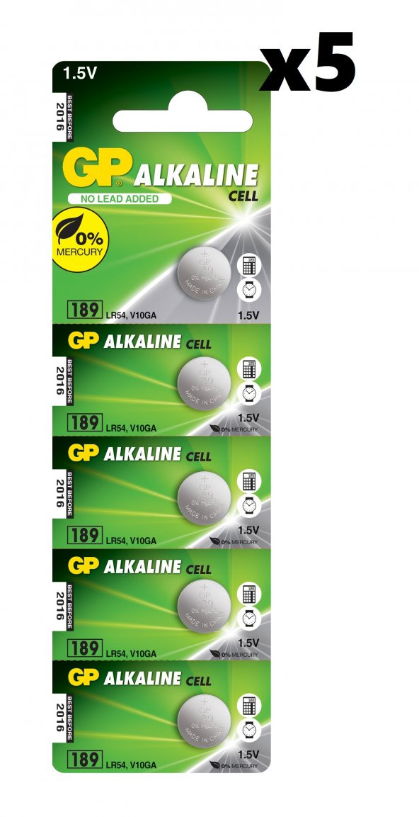 GP 189 LR54 1.5V Alkalin Blister Düğme Pil 5 x 5li - 2